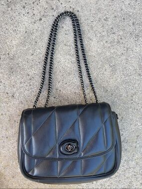 Coach Black Quilted Chain-Handle Shoulder Bag. Includes dust bag!